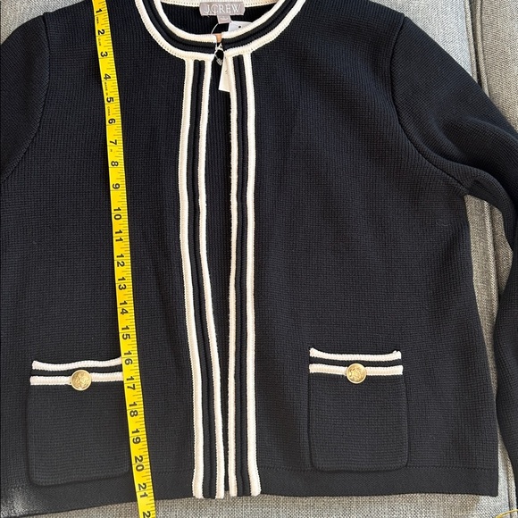 J. Crew Emilie Sweater Lady Jacket - Black and White Striped Contrast Trim - Picture 14 of 14